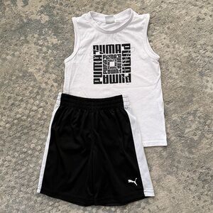 Boy’s Puma Graphic White Tank and Black Shorts